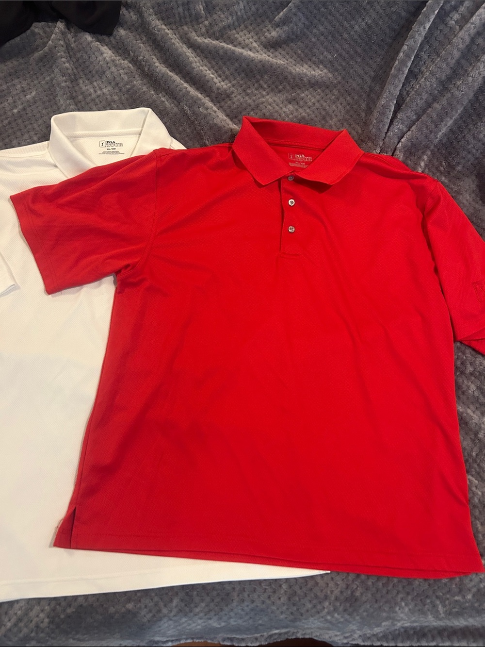 2 Great Condition PGA Mesh Golf Polo Shirts szXL Red and White